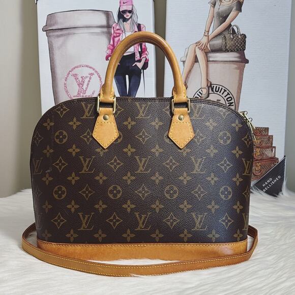 Authentic Louis Vuitton Alma Monogram Canvas Handbag with Authentic LV Strap - Picture 4 of 16